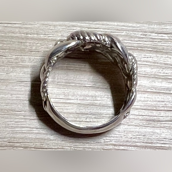 Vintage Italian Designer (2205AR) Sterling Silver Braided Rope Knot Ring, Size 9 - Picture 6 of 10